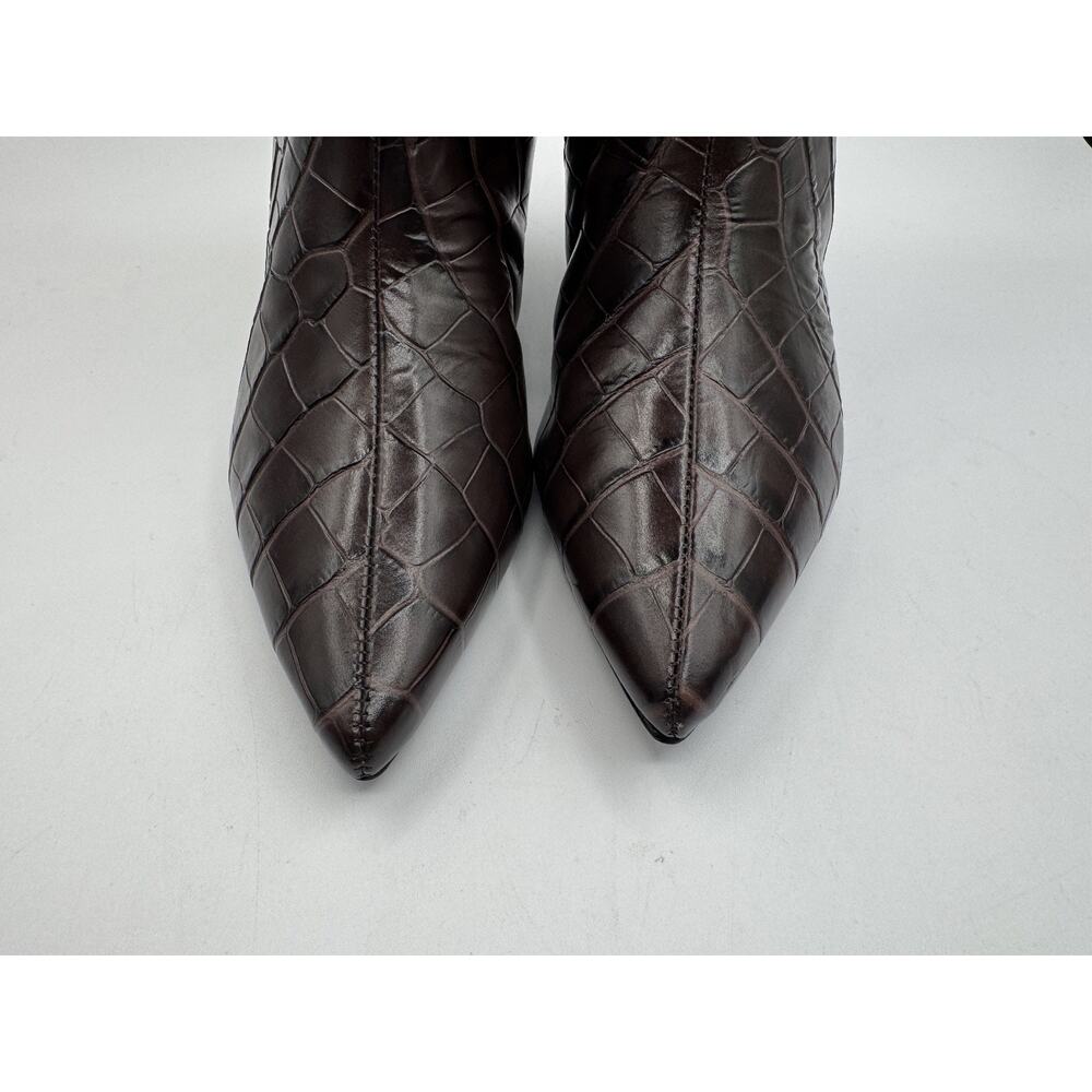 Schutz Women’s Maryana Croc Embossed Leather Knee Boots Dark Chocolate, Size 7 - Picture 3 of 14